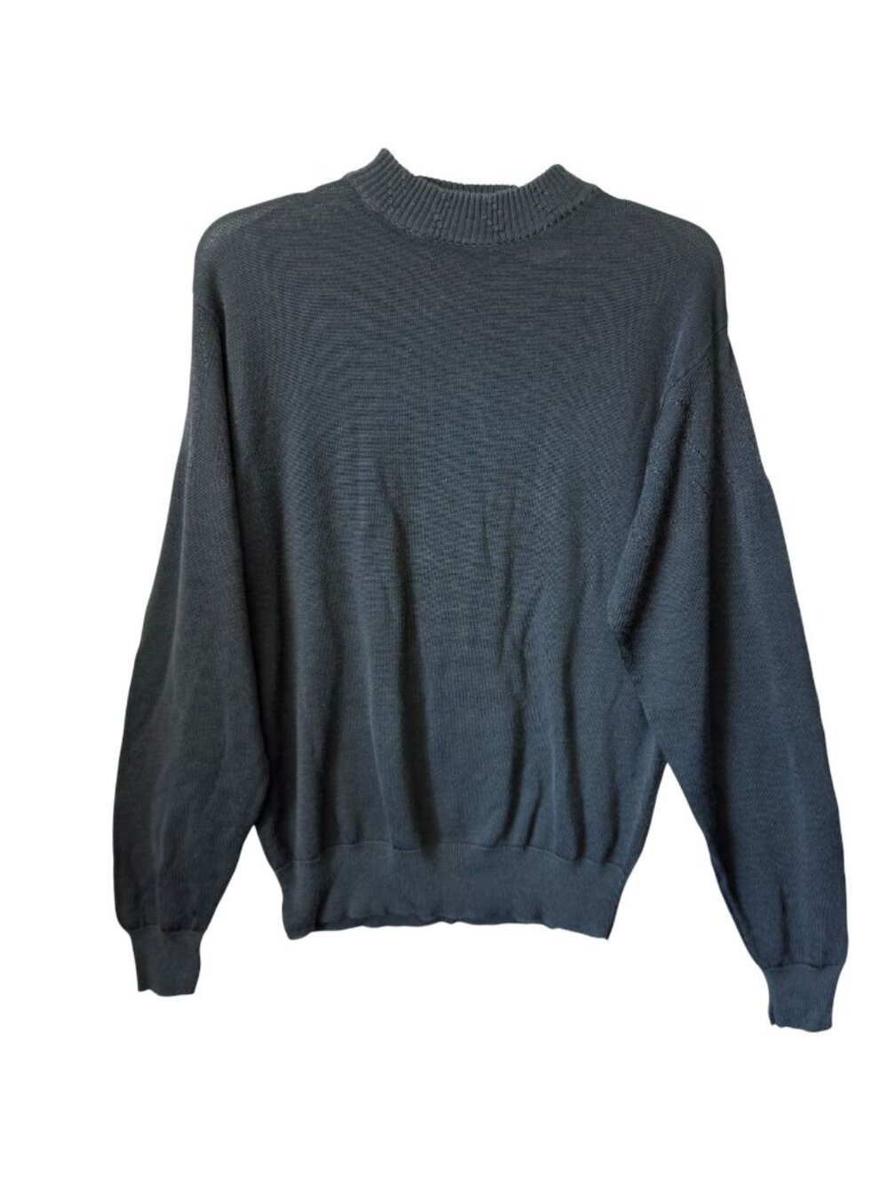Vtg Moda Bianco Mens Sweater M Gray Italian Style Design On All Trim + Shoulders
